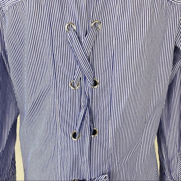Sanctuary Tie Lace Top Pinstriped Blue Size S - Picture 6 of 8